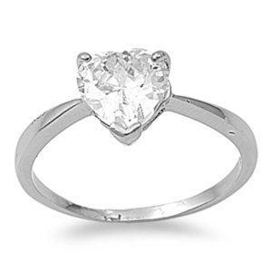 Stainless Steel Cubic Zirconia Heart Ring